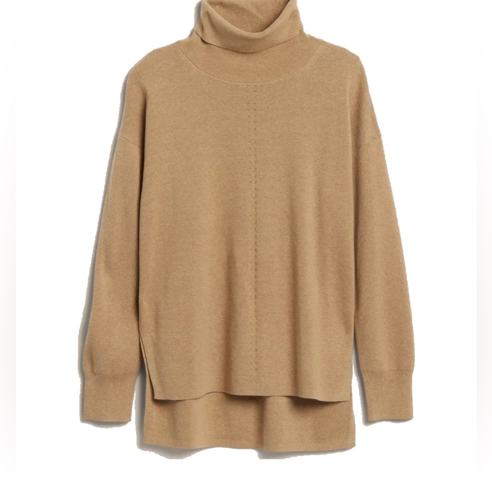 🌺 2/$20 Banana Republic camel brown oversized turtleneck sweater small petite
